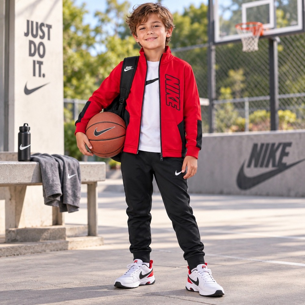 NIKE Kids Boys Sweatshirt 3-4YRS Colorblock  Athletic Logo Full Zip 619847241079